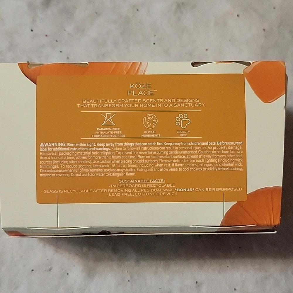 1 Koze Place Spiced Pumpkin & Butterscotch Scented Candle Duo 2 X 3.4 Oz/95 g